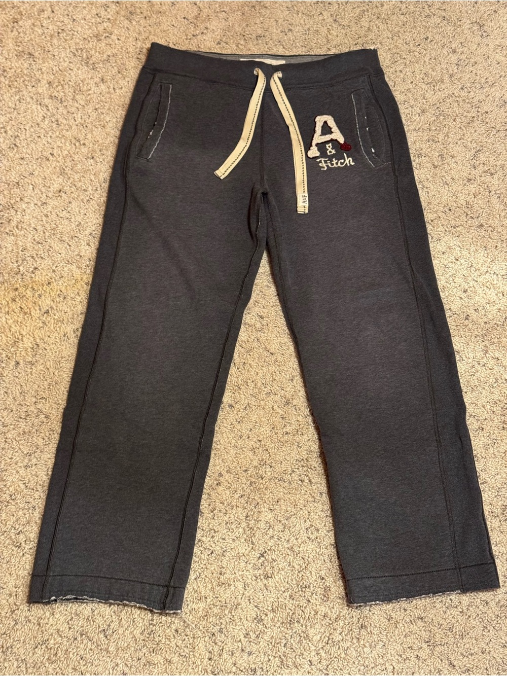 Vintage Y2K Abercrombie & Fitch Sweatpants Gray Embroidered Logo Size XS